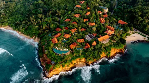 Aerial view of Cape Weligama resort in Sri Lanka