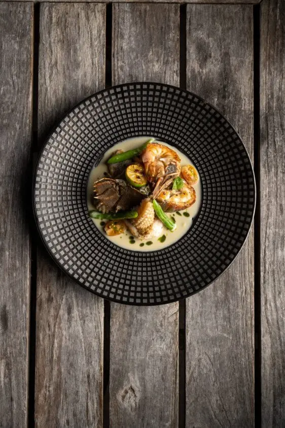 Seafood stew with lobster and prawns
