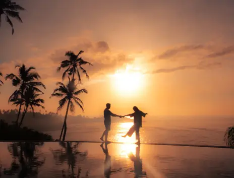 Cliff edge moon pool at sunset