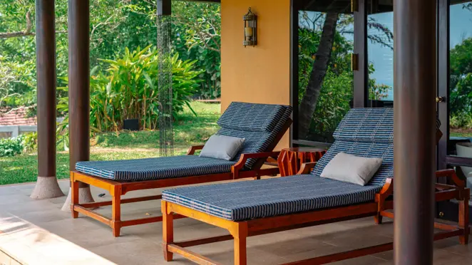 Sun lounges on the patio