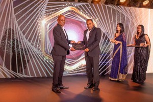 Men receiving award