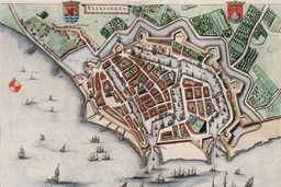 A close-up of the 1649 map of the Dutch port city Vlissingen by Bleau. Image by Koninklijke Bibliotheek Leiden.